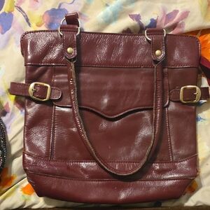 Elegant Burgundy Leather Tote Bag